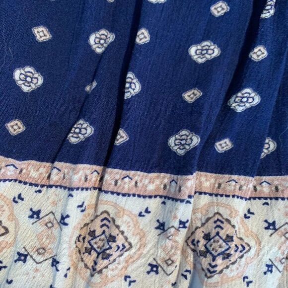 Lily Morgan skirt, mini, full, boho, pull on, Sz L, EUC, navy - Picture 3 of 14